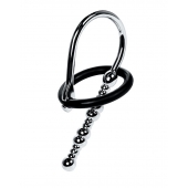 Серебристый уретральный плаг-бусины TOYFA Metal с мягким фиксириющим кольцом - ToyFa - купить с доставкой в Екатеринбурге