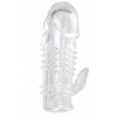 Прозрачная гелевая насадка с шипами и клиторальным отростком - 13 см. - Toyfa Basic - в Екатеринбурге купить с доставкой