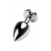 Серебристая коническая анальная пробка с красным кристаллом - 8 см. - ToyFa - купить с доставкой в Екатеринбурге