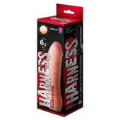 Телесная изогнутая насадка на Harness с коннектором BLACK LINE - 17 см. - LOVETOY (А-Полимер) - купить с доставкой в Екатеринбурге