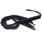 Чёрная кожаная плеть с жесткой ручкой - 63 см. - Sitabella - купить с доставкой в Екатеринбурге