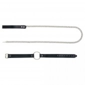 Черный поводок и чокер с кольцом Rada - Rebelts - купить с доставкой в Екатеринбурге