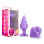 Фиолетовая анальная пробка Naughty Candy Heart Do Me Now - 8,9 см. - Blush Novelties - купить с доставкой в Екатеринбурге