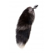 Серебристая металлическая анальная втулка с хвостом чернобурой лисы - размер S - ToyFa - купить с доставкой в Екатеринбурге