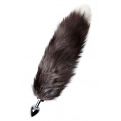 Серебристая металлическая анальная втулка с хвостом чернобурой лисы - размер S - ToyFa - купить с доставкой в Екатеринбурге