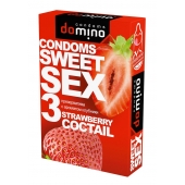 Презервативы для орального секса DOMINO Sweet Sex с ароматом клубничного коктейля  - 3 шт. - Domino - купить с доставкой в Екатеринбурге