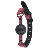 Черно-розовый кляп-шарик с отверстиями BALL GAG - Dream Toys - купить с доставкой в Екатеринбурге