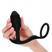 Черное эрекционное кольцо с анальным плагом Snug   Tug - b-Vibe - в Екатеринбурге купить с доставкой