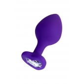 Фиолетовая анальная втулка Diamond Heart с прозрачным кристаллом - 8 см. - ToyFa - купить с доставкой в Екатеринбурге Фиолетовая анальная втулка Diamond Heart с прозрачным кристаллом - 8 см. - ToyFa - купить с доставкой в Екатеринбурге