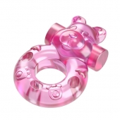 Розовое эрекционное виброкольцо на пенис Pink Bear - Baile - в Екатеринбурге купить с доставкой