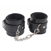 Черные оковы на ноги Obey Me Leather Ankle Cuffs - Chisa - купить с доставкой в Екатеринбурге