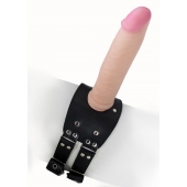 Черный узкий пояс на бедро с телесной насадкой - LOVETOY (А-Полимер) - купить с доставкой в Екатеринбурге