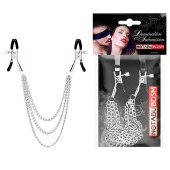 Оригинальные зажимы на соски с тройной цепочкой - Notabu - купить с доставкой в Екатеринбурге