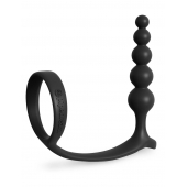 Черная анальная цепочка с эрекционным кольцом Ass-gasm Cockring Anal Beads - Pipedream - в Екатеринбурге купить с доставкой
