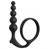 Черная анальная цепочка с эрекционным кольцом Ass-gasm Cockring Anal Beads - Pipedream - в Екатеринбурге купить с доставкой