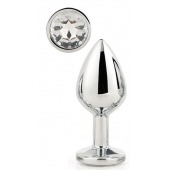 Серебристая анальная втулка с прозрачным кристаллом - 7,1 см. - Dream Toys - купить с доставкой в Екатеринбурге