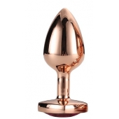 Золотистая анальная втулка с кристаллом-сердечком розового цвета - 7,1 см. - Dream Toys - купить с доставкой в Екатеринбурге