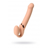 Телесный безремневой вибрострапон Vibrating Bendable Strap-On L - Strap-on-me - купить с доставкой в Екатеринбурге