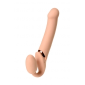 Телесный безремневой вибрострапон Vibrating Bendable Strap-On L - Strap-on-me - купить с доставкой в Екатеринбурге