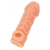 Телесная закрытая насадка с венками Cock Sleeve Size S - 13,8 см. - KOKOS - в Екатеринбурге купить с доставкой