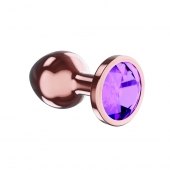 Пробка цвета розового золота с фиолетовым кристаллом Diamond Amethyst Shine S - 7,2 см. - Lola Games - купить с доставкой в Екатеринбурге
