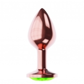 Пробка цвета розового золота с лаймовым кристаллом Diamond Emerald Shine S - 7,2 см. - Lola Games - купить с доставкой в Екатеринбурге