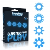 Набор из 4 голубых, светящихся в темноте эрекционных колец Lumino Play - Lovetoy - в Екатеринбурге купить с доставкой