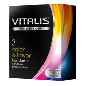 Цветные ароматизированные презервативы VITALIS PREMIUM color   flavor - 3 шт. - Vitalis - купить с доставкой в Екатеринбурге
