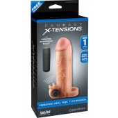 Телесная вибронасадка с кольцом  Vibrating Real Feel 1 Extension - 14 см. - Pipedream - в Екатеринбурге купить с доставкой