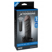 Чёрная вибронасадка с кольцом Vibrating Real Feel 2 Extension - 16 см. - Pipedream - в Екатеринбурге купить с доставкой