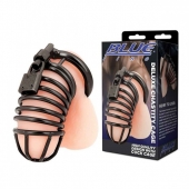 Черная металлическая клетка с замком Deluxe Chastity Cage - BlueLine - купить с доставкой в Екатеринбурге