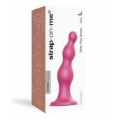 Розовая насадка Strap-On-Me Dildo Plug Beads size L - Strap-on-me - купить с доставкой в Екатеринбурге