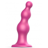 Розовая насадка Strap-On-Me Dildo Plug Beads size L - Strap-on-me - купить с доставкой в Екатеринбурге