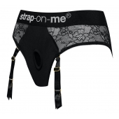 Черные трусики для насадок Diva Lingerie Harness - size L - Strap-on-me - купить с доставкой в Екатеринбурге