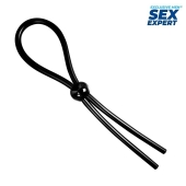 Черное силиконовое лассо с шариком для утяжки - Sex Expert - в Екатеринбурге купить с доставкой