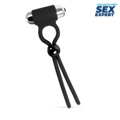 Черное эрекционное кольцо-лассо с вибрацией - Sex Expert - в Екатеринбурге купить с доставкой