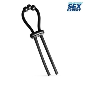 Черное эрекционное кольцо со стимулирующими бусинами - Sex Expert - в Екатеринбурге купить с доставкой