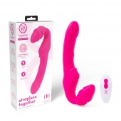 Розовый безремневой страпон на радиоуправлении Strapless Together - 22 см. - Together Toy - купить с доставкой в Екатеринбурге