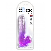 Фиолетовый фаллоимитатор с мошонкой на присоске 6’’ Cock with Balls - 17,8 см. - Pipedream