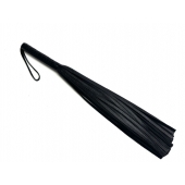 Черная многохвостовая плеть из мягкой кожи - 57 см. - БДСМ Арсенал - купить с доставкой в Екатеринбурге