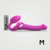 Ярко-розовый безремневой страпон Multi Orgasm Size M с клиторальной стимуляцией - Strap-on-me - купить с доставкой в Екатеринбурге