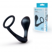 Черное эрекционное кольцо со стимулятором простаты Ringer Cock Ring   Plug - b-Vibe - в Екатеринбурге купить с доставкой