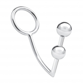 Кольцо на пенис с анальным стимулятором Two Bead Stainless Steel Anal Hook   Cock Ring - BlueLine - в Екатеринбурге купить с доставкой