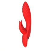 Красный вибратор-кролик 5’’ Silicone Kissing - 20,2 см. - Erokay