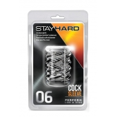 Прозрачная насадка с объёмными чёрточками STAY HARD COCK SLEEVE 06 CLEAR - Blush Novelties - в Екатеринбурге купить с доставкой