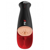 Телесный мастурбатор-вагина в черной колбе с вибрацией Fuck-O-Matic Pro XL - Pipedream - в Екатеринбурге купить с доставкой