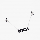 Зажимы на соски с кожаной подвеской Bitch - Crazy Handmade - купить с доставкой в Екатеринбурге