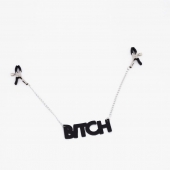 Зажимы на соски с кожаной подвеской Bitch - Crazy Handmade - купить с доставкой в Екатеринбурге
