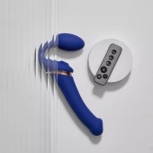 Синий безремневой страпон Multi Orgasm Bendable Strap-On size XL с клиторальной стимуляцией - Strap-on-me - купить с доставкой в Екатеринбурге