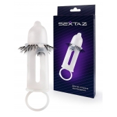 Эластичная насадка на пенис с подхватом мошонки и стимулирующими «ресничками» - Sextaz - в Екатеринбурге купить с доставкой